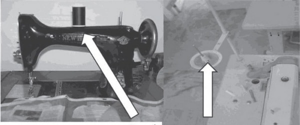 Spool pin creel sewing machine