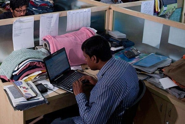 Working desk of garment merchandiser