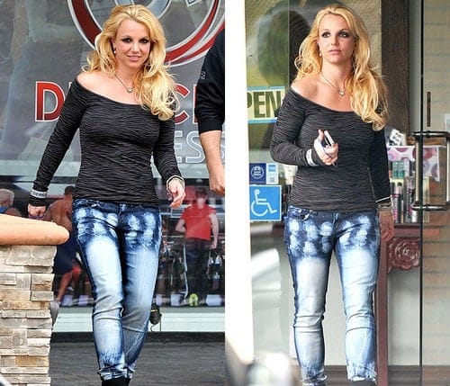 Britney Spears with acid wash jeans