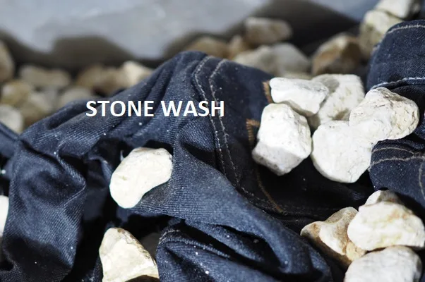 stone wash on denim garments