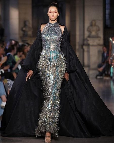 Sheers and Sequins for haute couture Dresses