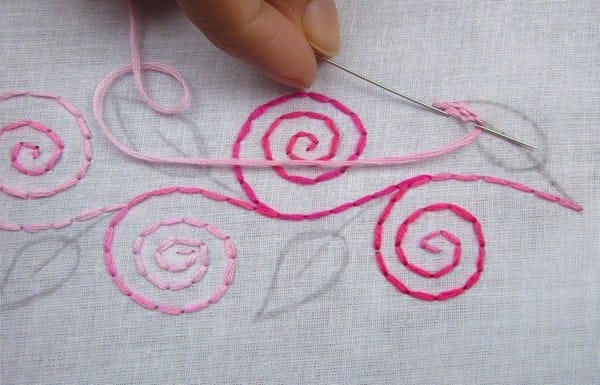 Back stitch embroidery