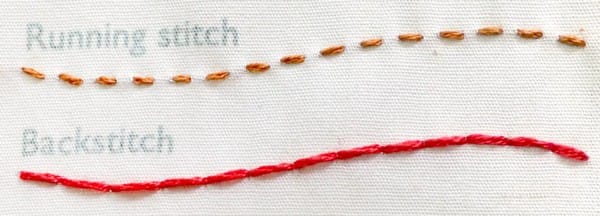 Running stitch and backstitch