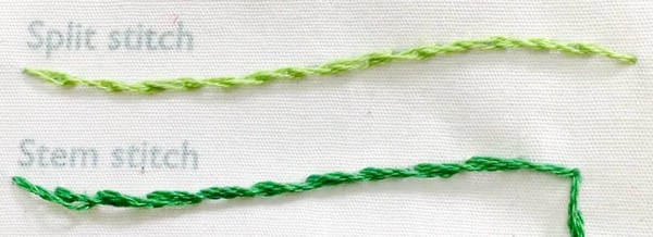 Split and stem stitch
