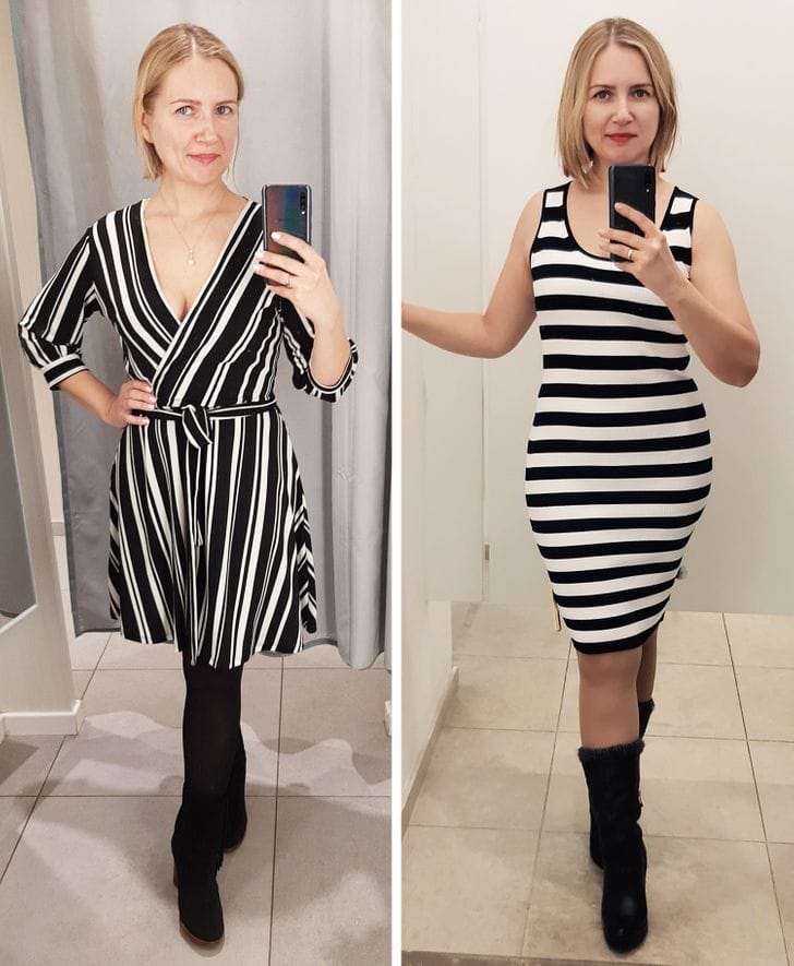 Helmholtz illusion on dress design