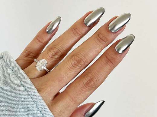 Plain Silver Chrome Nails