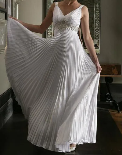 Sunray pleat wedding dress